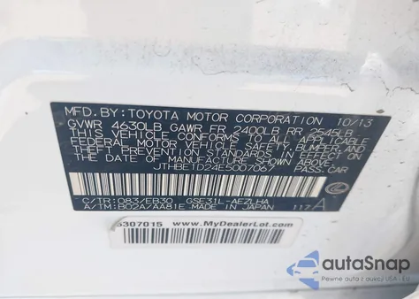 2014 Lexus Is 350 из США, поврежденный, VIN JTHBE1D24E5007067